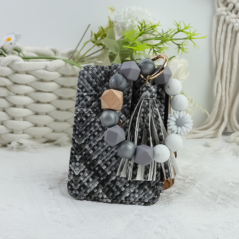 Wholesale Bohemian  Silicone Beaded Wrist Keychain